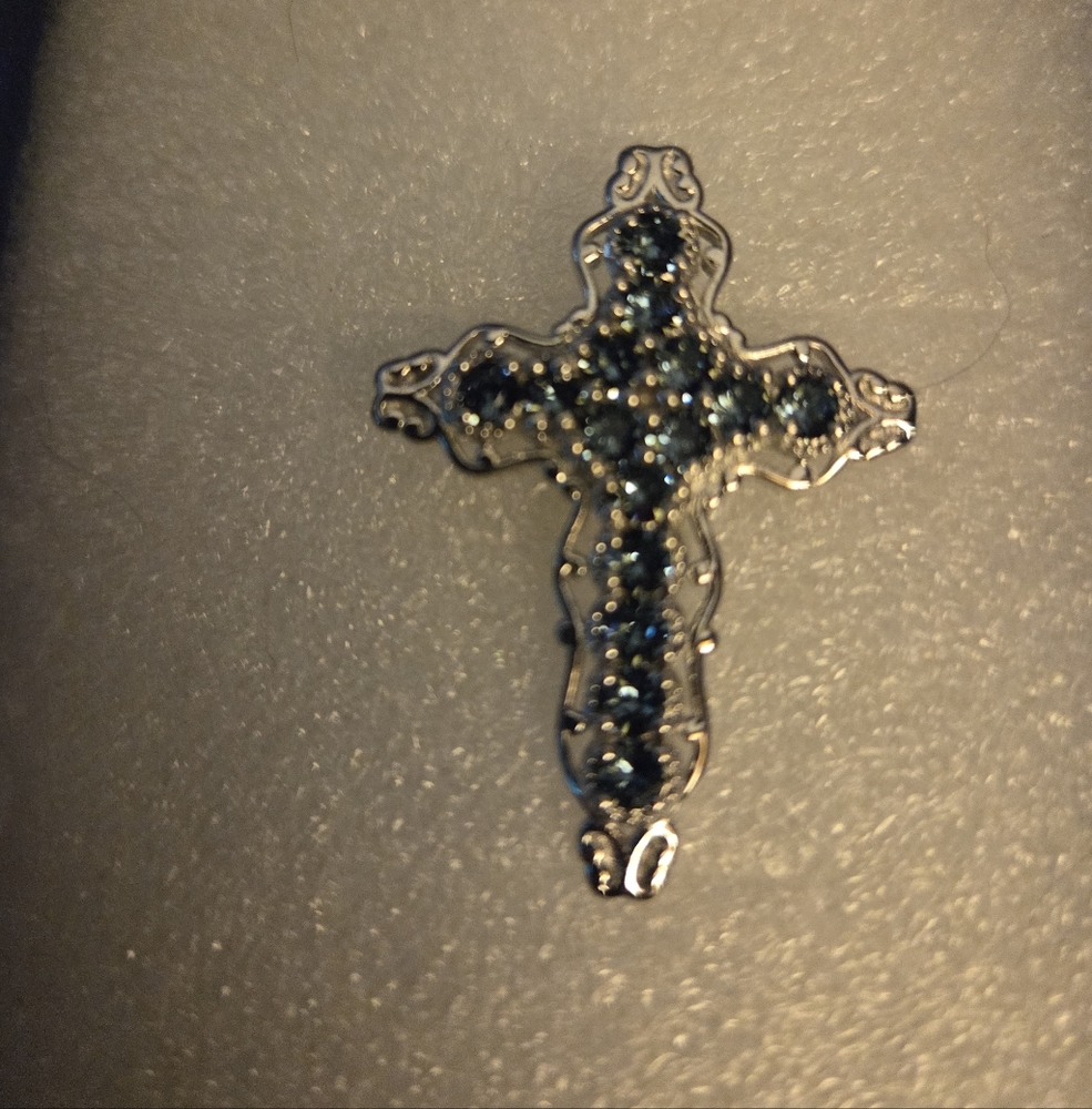 Swarovski Blue and Silver Cross Pendant